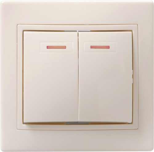 Выключатель 2-кл. СП КВАРТА с инд. 10А IP20 ВС10-2-1-ККм крем. ИЭК EVK21-K33-10-DM EVK21-K33-10-DM