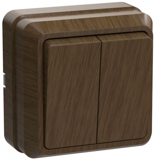 Выключатель 2-кл. ОП ОКТАВА 10А IP20 откр. уст. дуб ИЭК EVO20-K04-10-DC EVO20-K04-10-DC