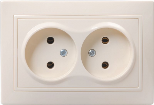 Розетка 2-м СП Кварта 10А IP20 без заземл. крем. ИЭК ERK23-K33-10-DM ERK23-K33-10-DM