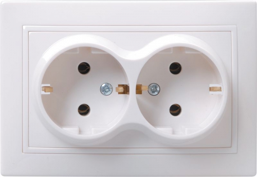 Розетка 2-м СП Кварта 16А РС12-3-КБ с заземл. IP20 бел. ИЭК ERK24-K01-16-DM ERK24-K01-16-DM