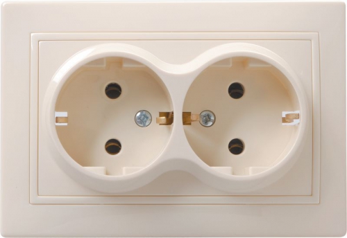 Розетка 2-м СП Кварта 16А РС12-3-ККм с заземл. IP20 крем. ИЭК ERK24-K33-16-DM ERK24-K33-16-DM