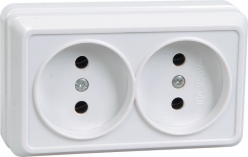 Розетка 2-м ОП Октава 10А IP20 без заземл. бел. ИЭК ERO20-K01-10-DC ERO20-K01-10-DC