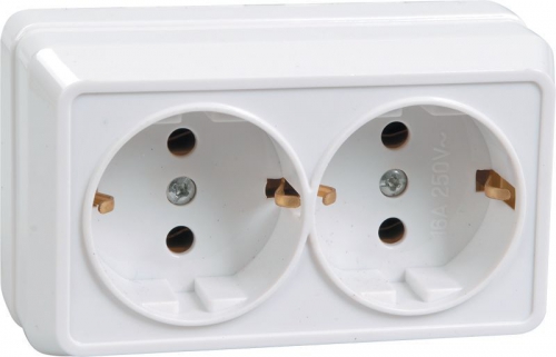 Розетка 2-м ОП Октава 16А РС22-3-ОБ с заземл. IP20 бел. ИЭК ERO21-K01-16-DC ERO21-K01-16-DC