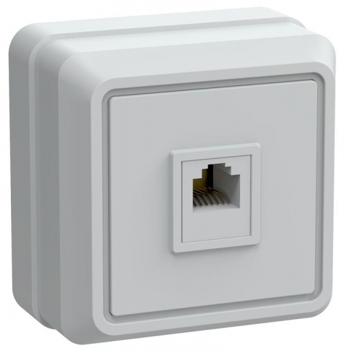 Розетка телефонная 1-м ОП Октава РТ20-ОБ IP20 бел. ИЭК ETO10-K01-DC ETO10-K01-DC