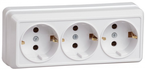 Розетка 3-м ОП Октава 16А РС23-3-ОБ с заземл. бел. ИЭК ERO31-K01-16-DC ERO31-K01-16-DC