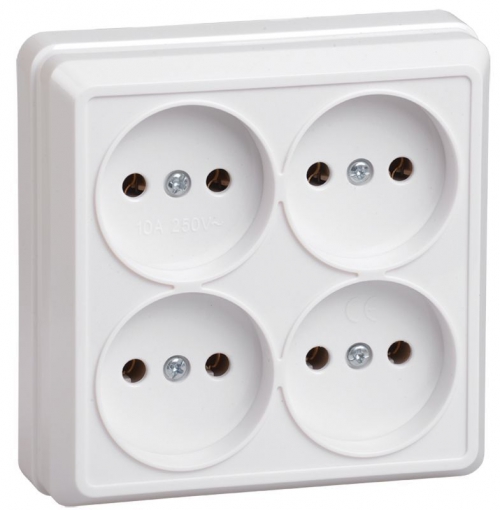 Розетка 4-м ОП Октава 10А IP20 без заземл. бел. ИЭК ERO40-K01-10-DC ERO40-K01-10-DC