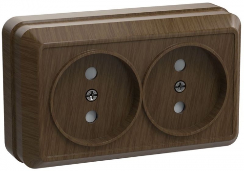 Розетка 2-м ОП Октава 10А IP20 без заземл. дуб ИЭК ERO20-K04-10-DC ERO20-K04-10-DC