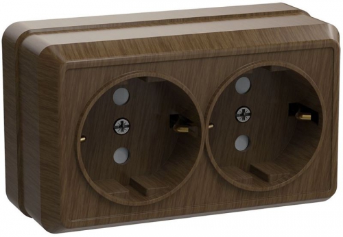 Розетка 2-м ОП Октава 16А РС22-3-ОД с заземл. дуб ИЭК ERO21-K04-16-DC ERO21-K04-16-DC