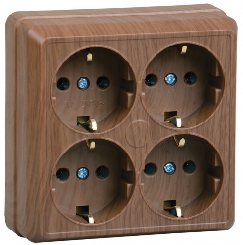 Розетка 4-м ОП Октава 16А РС24-3-ОД с заземл. дуб ИЭК ERO41-K04-16-DC ERO41-K04-16-DC
