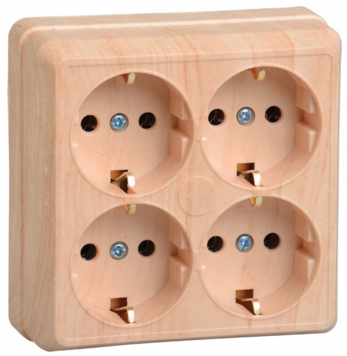 Розетка 4-м ОП Октава 16А РС24-3-ОС с заземл. сосна ИЭК ERO41-K03-16-DC ERO41-K03-16-DC