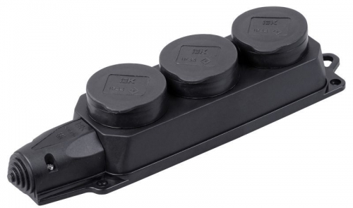 Розетка (колодка) 3-м Омега РБ33-1-0м с защ. крышкой IP44 каучук IEK PKR61-016-2-K02 PKR61-016-2-K02