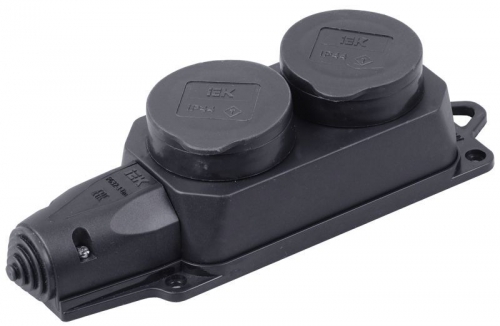 Розетка (колодка) 2-м Омега РБ32-1-0м с защ. крышкой IP44 каучук ИЭК PKR62-016-2-K02 PKR62-016-2-K02