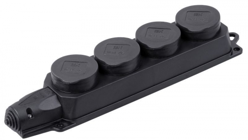 Розетка (колодка) 4-м Омега РБ34-1-0м с защ. крышкой IP44 каучук IEK PKR64-016-2-K02 PKR64-016-2-K02