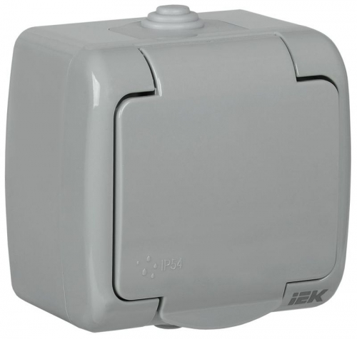 Розетка 1-м ОП AQUATIC 16А IP54 РСш12-2-А с защ. крышкой с заземл. IEK ERA12-K03-16-54 ERA12-K03-16-54