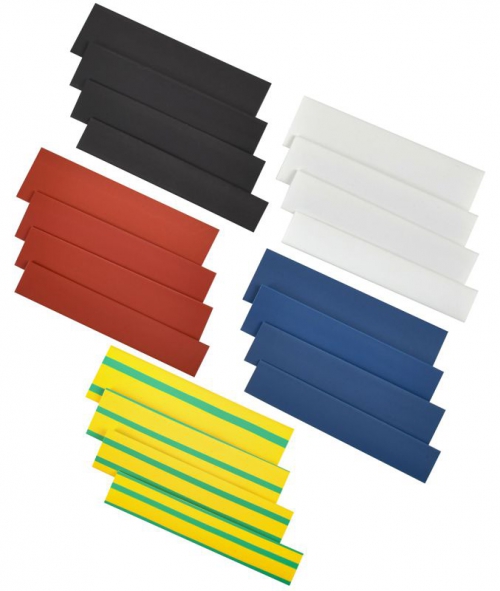 Набор трубок термоусадочных тонкостен. ТТУ 8/4; 10/5; 12/6; 14/7 (ЖЗ; С; К; Ч) 20х8см разноцвет. IEK UDRS-D8-D14-10-1 UDRS-D8-D14-10-1