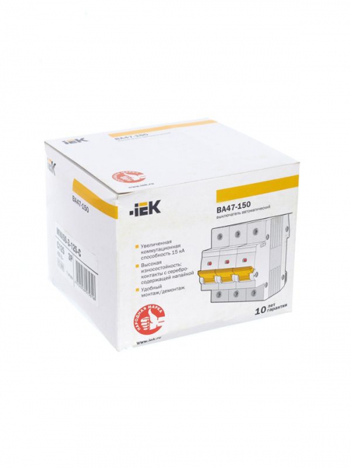 Выключатель автоматический модульный 3п C 125А 15кА ВА47-150 IEK MVA50-3-125-C MVA50-3-125-C