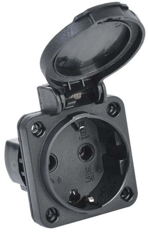Розетка панельная MAGNUM 2P+PE 16А IP54 РП14-3 с защ. крышкой с заземл. черн. IEK PSN71-016-3-2-54-K02 PSN71-016-3-2-54-K02