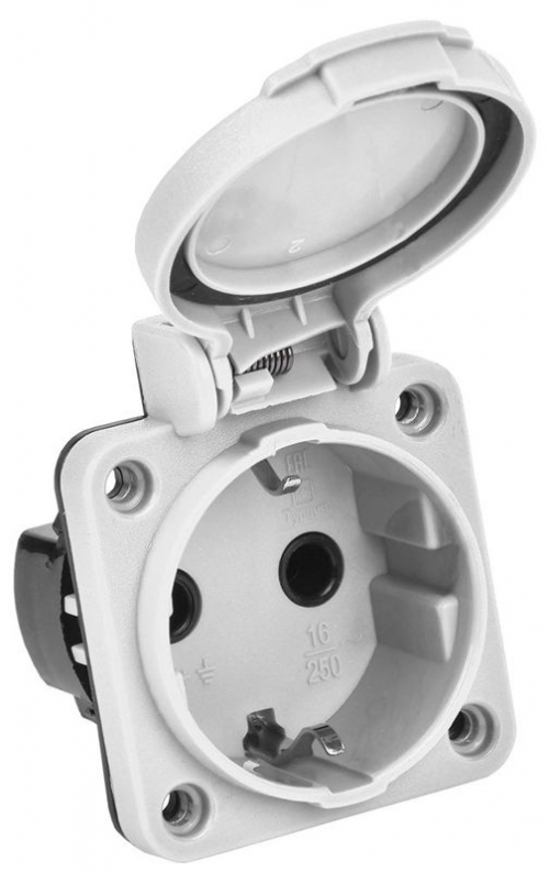 Розетка панельная MAGNUM 2P+PE 16А IP54 РП13-3 с защ. крышкой с заземл. сер. IEK PSN71-016-3-2-54-K03 PSN71-016-3-2-54-K03