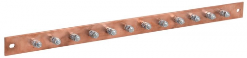 Шина заземления 483х25x3мм медь ШМТ М1 12 точек подключ. М6 ITK ER-12-325-M1 ER-12-325-M1