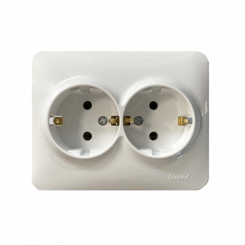 Розетка 2-м Karina Life с заземл. ПБТ бел. LEZARD 708-0200-127B 708-0200-127B