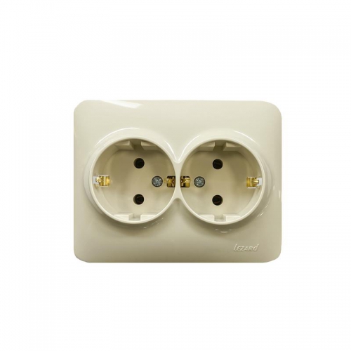 Розетка 2-м Karina Life с заземл. ПБТ крем. LEZARD 708-0300-127B 708-0300-127B