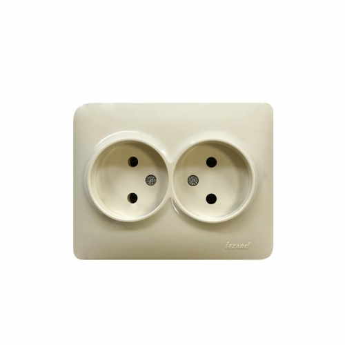 Розетка 2-м Karina Life без заземл. ПБТ крем. LEZARD 708-0300-128B 708-0300-128B
