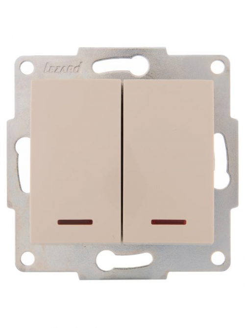 Механизм выключателя 2-кл. 1п СП Karina 10А IP20 с подсветкой крем. LEZARD 707-0388-112 707-0388-112