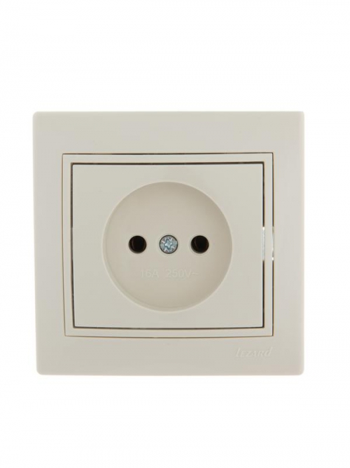 Розетка 1-м СП Mira 16А IP20 без заземл. со вставкой керамика крем. LEZARD 701-0303-121 701-0303-121