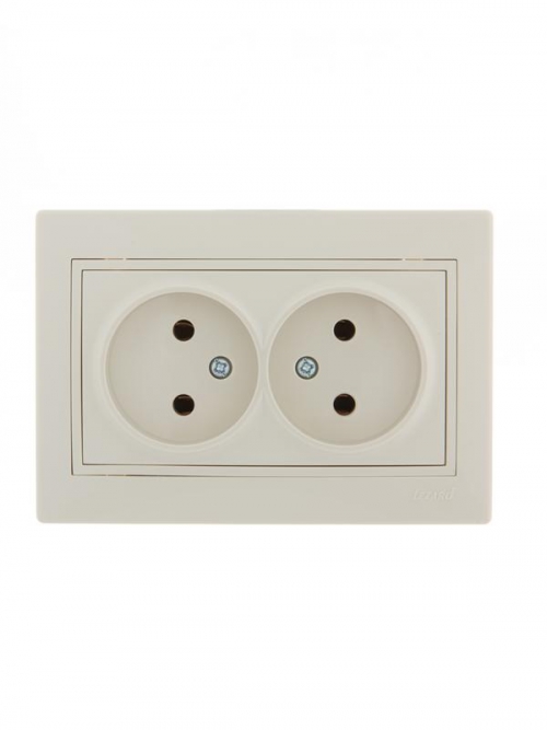 Розетка 2-м СП Mira 16А IP20 без заземл. со вставкой керамика крем. LEZARD 701-0303-128 701-0303-128