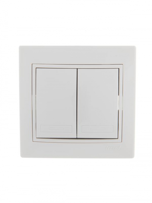 Выключатель 2-кл. СП Mira 10А IP20 с бел.вставкой бел. LEZARD 701-0202-101 701-0202-101