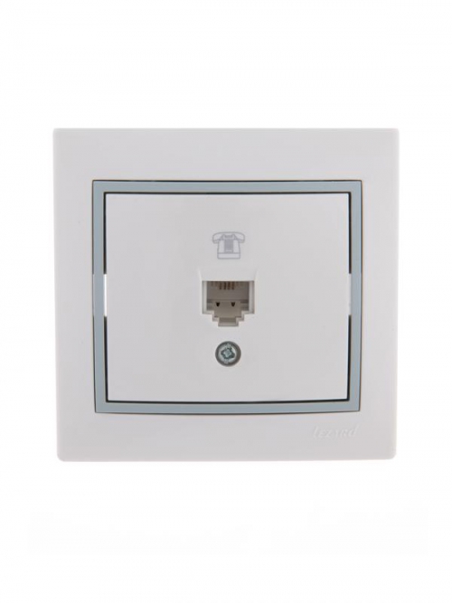 Розетка телефонная 1-м СП Mira RJ11 бел./сер. LEZARD 701-0215-137 701-0215-137
