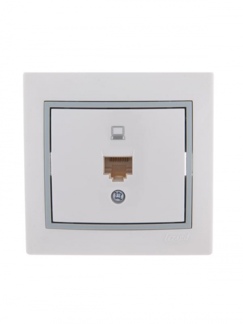 Розетка компьютерная 1-м СП Mira RJ45 бел./сер. LEZARD 701-0215-139 701-0215-139