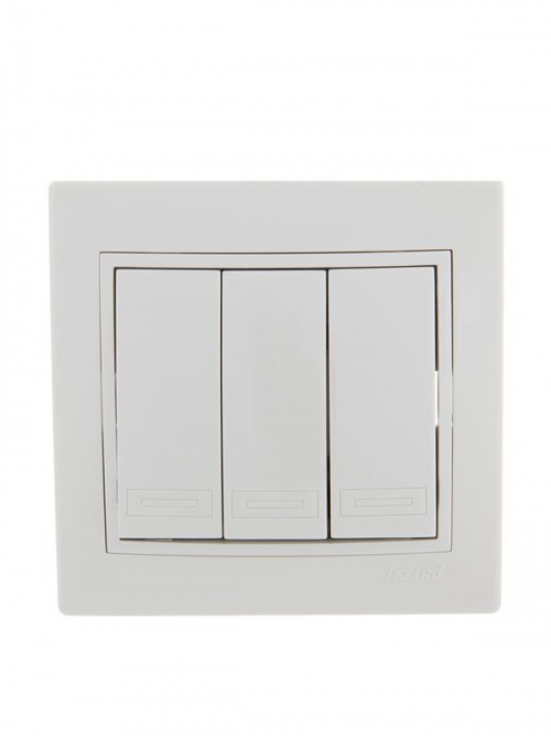 Выключатель 3-кл. СП Mira 10А IP20 с бел.вставкой бел. LEZARD 701-0202-109 701-0202-109