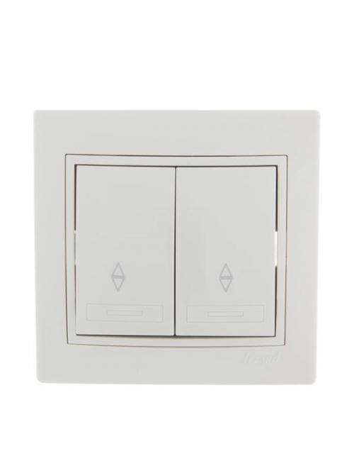 Переключатель проходной 2-кл. СП Mira 10А IP20 с бел.вставкой бел. LEZARD 701-0202-106 701-0202-106