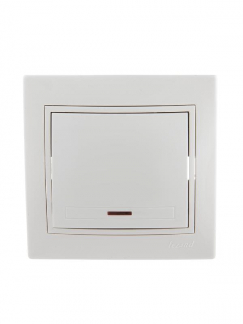 Выключатель 1-кл. СП Mira 10А IP20 с подсветкой с бел. вставкой бел. LEZARD 701-0202-111 701-0202-111