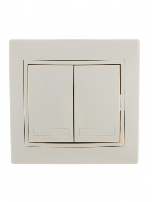 Выключатель 2-кл. СП Mira 10А IP20 со вставкой крем. LEZARD 701-0303-101 701-0303-101