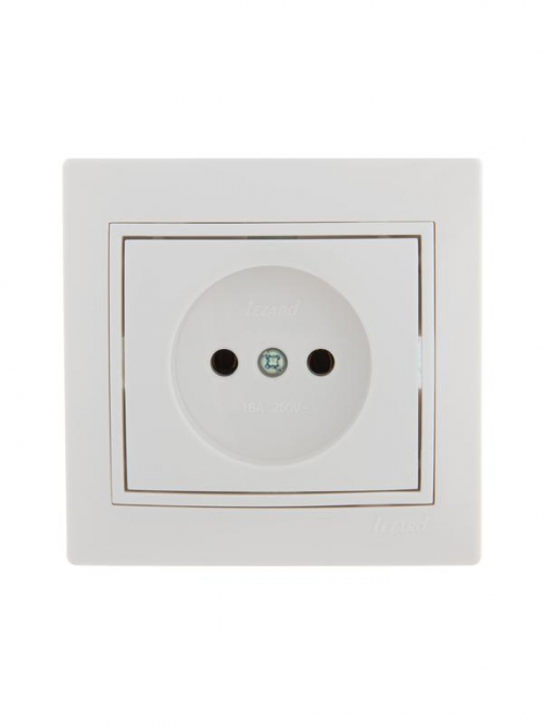 Розетка 1-м СП Mira 16А IP20 без заземл. с бел. вставкой керамика бел. LEZARD 701-0202-121 701-0202-121