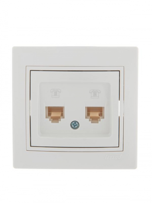 Розетка телефонная 2-м СП Mira RJ11 бел./бел. LEZARD 701-0202-138 701-0202-138