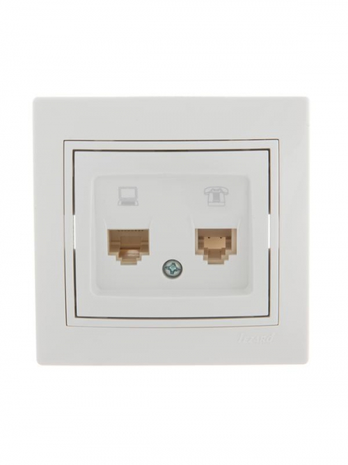 Розетка компьютерная + телефонная 2-м СП Mira RJ45 + RJ11 бел./бел. LEZARD 701-0202-143 701-0202-143