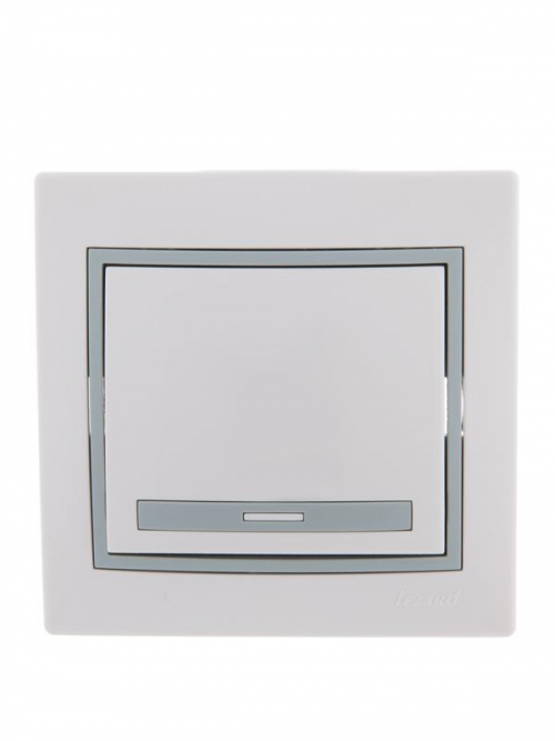 Выключатель 1-кл. СП Mira 10А IP20 с сер. вставкой бел. LEZARD 701-0215-100 701-0215-100