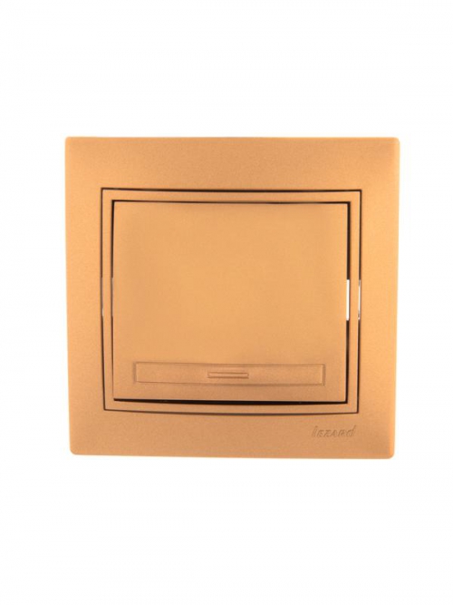 Выключатель 1-кл. СП Mira 10А IP20 со вставкой зол. метал. LEZARD 701-1313-100 701-1313-100