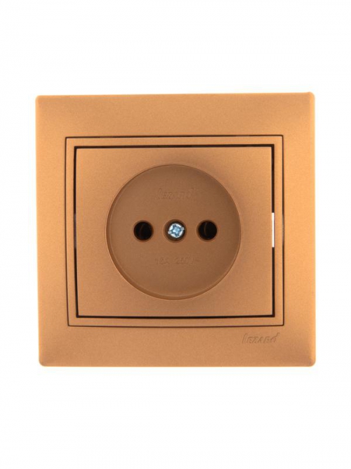 Розетка 1-м СП Mira 16А IP20 без заземл. со вставкой керамика зол. метал. LEZARD 701-1313-121 701-1313-121
