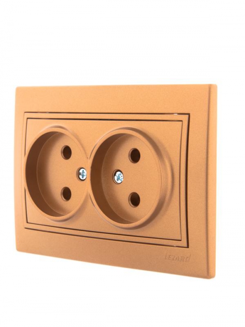 Розетка 2-м СП Mira 16А IP20 без заземл. со вставкой керамика зол. метал. LEZARD 701-1313-128 701-1313-128