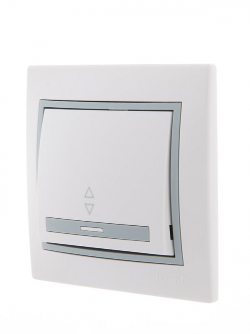 Переключатель проходной 1-кл. СП Mira 10А с сер. вставкой бел. LEZARD 701-0215-105 701-0215-105