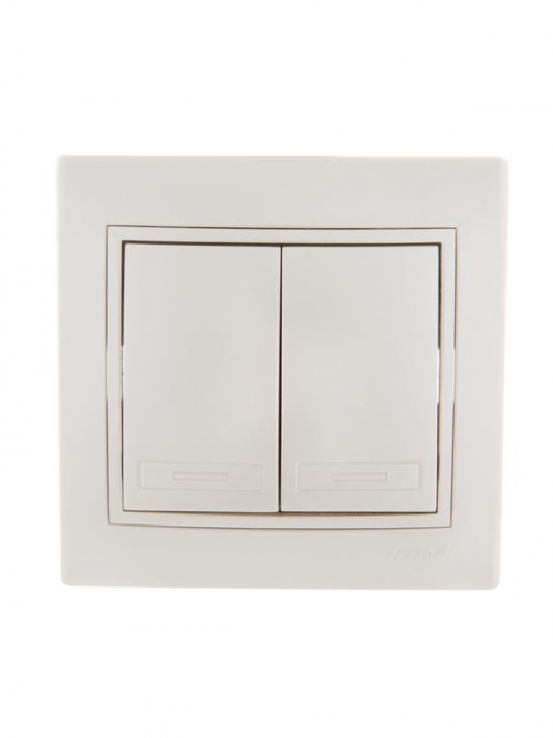 Выключатель 2-кл. СП Mira 10А IP20 со вставкой жемчуж./бел. перламутр. LEZARD 701-3030-101 701-3030-101