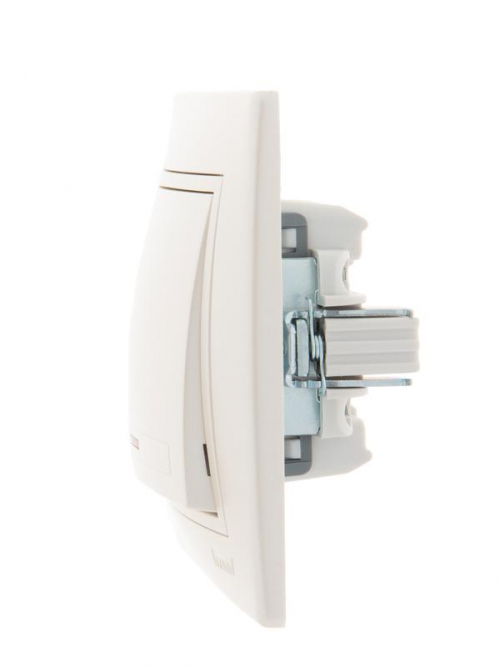 Выключатель 1-кл. СП Mira 10А IP20 с подсветкой со вставкой жемчуж./бел. перламутр. LEZARD 701-3030-111 701-3030-111