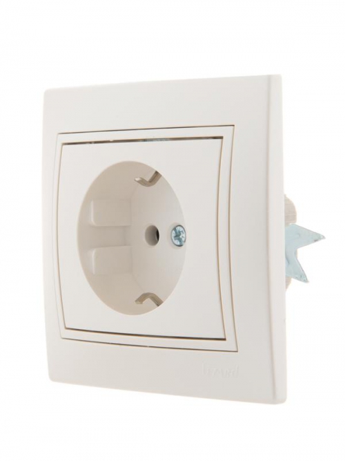 Розетка 1-м СП Mira 16А IP20 с заземл. со вставкой керамика жемчуж./бел. перламутр. LEZARD 701-3030-122 701-3030-122