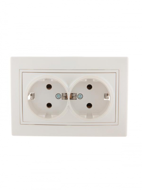 Розетка 2-м СП Mira 16А IP20 с заземл. со вставкой керамика жемчуж./бел. перламутр. LEZARD 701-3030-127 701-3030-127