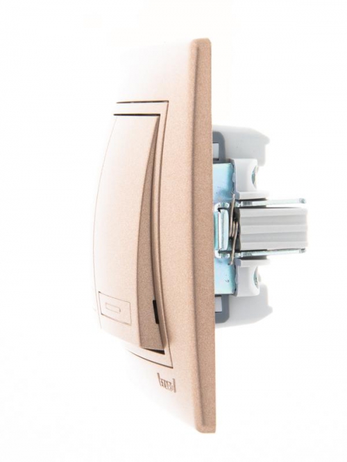 Выключатель 2-кл. СП Mira 10А IP20 со вставкой свет. корич. перламутр. LEZARD 701-3131-101 701-3131-101