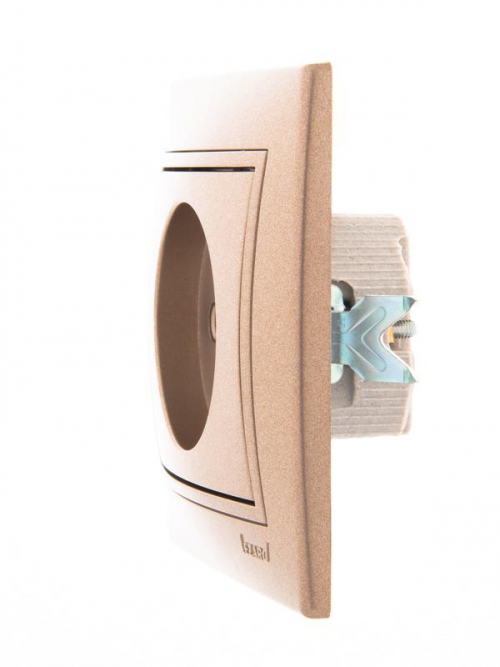 Розетка 1-м СП Mira 16А IP20 без заземл. со вставкой керамика свет. корич. перламутр. LEZARD 701-3131-121 701-3131-121